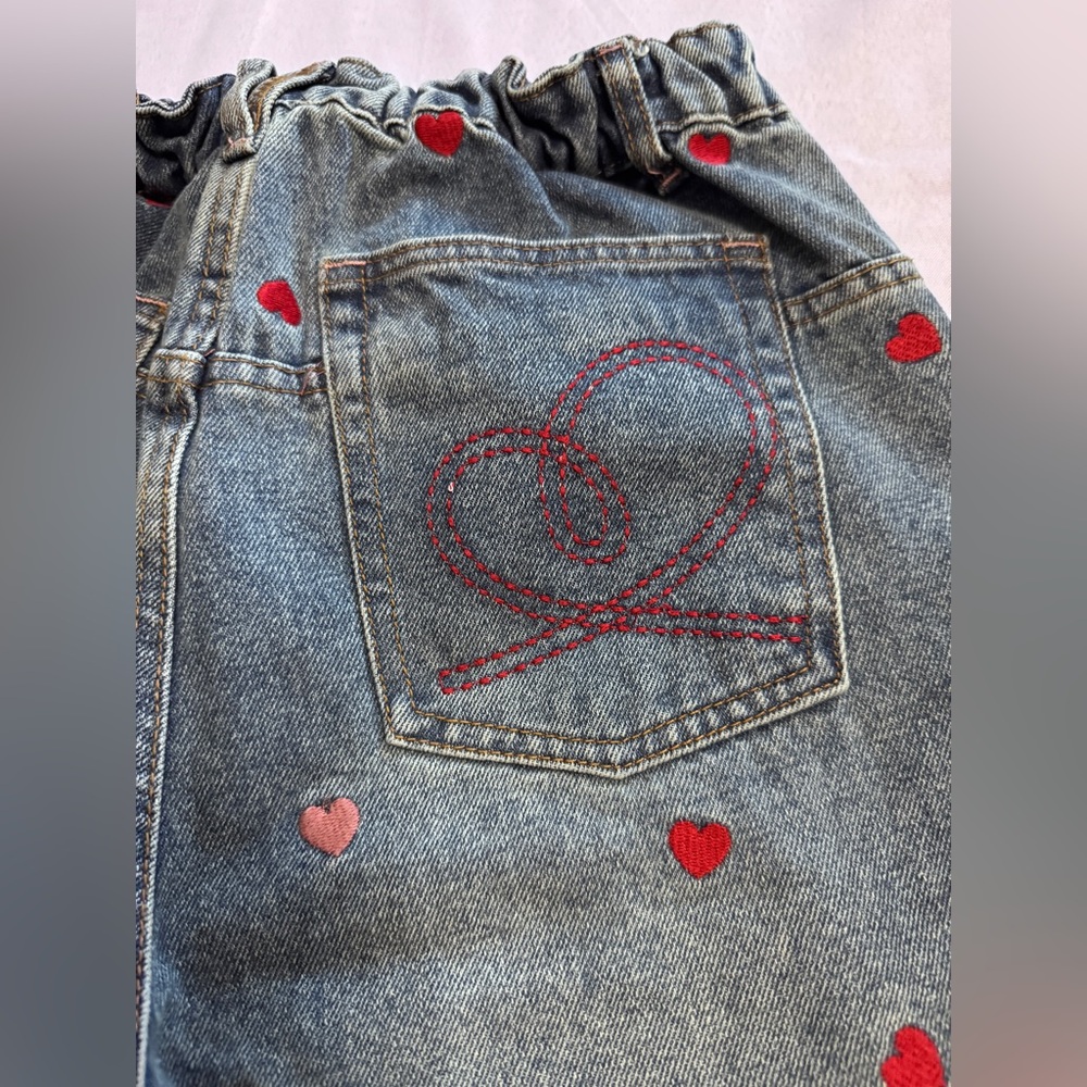 Oli & Hali Blue Wide Leg Jeans with Red Heart Embroidery - Picture 12 of 12